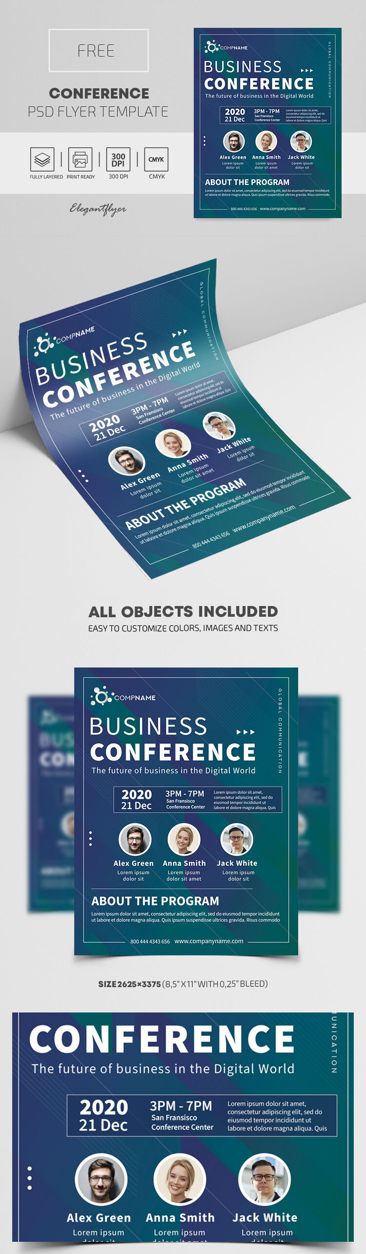 Clean Border Conference Flyer Template Free Download | Resource Boy