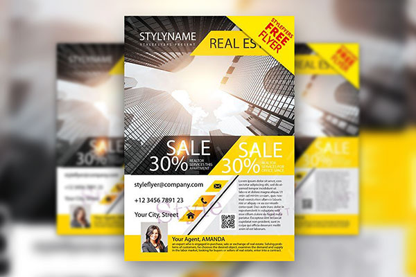 Clean Corporate Real Estate Flyer Template FREE PSD