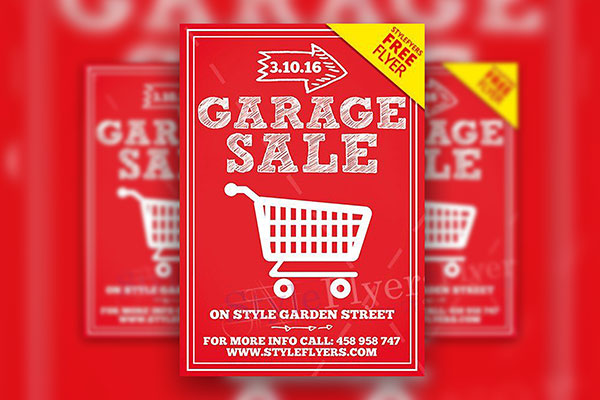 Clean Red Garage Sale Flyer Template FREE PSD