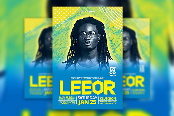 Colorful Abstract DJ Music Party Flyer Template FREE PSD