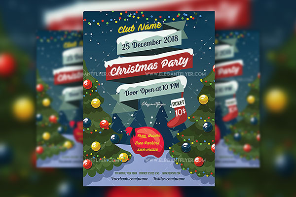 Colorful Illustrated Christmas Party Flyer Template And Facebook Cover Free Download Resource Babe