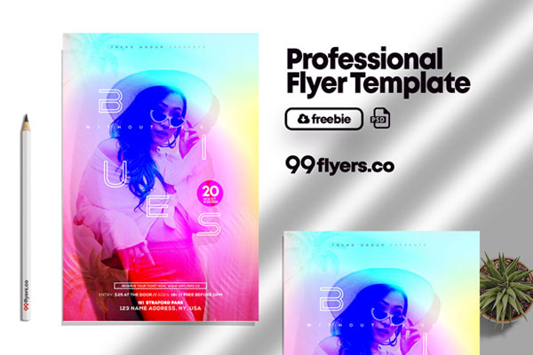Colorful Tropical Club Party Flyer Template FREE PSD