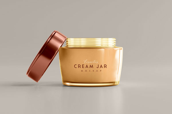 Cream Jar on the Floor in Front View Mockup FREE PSD