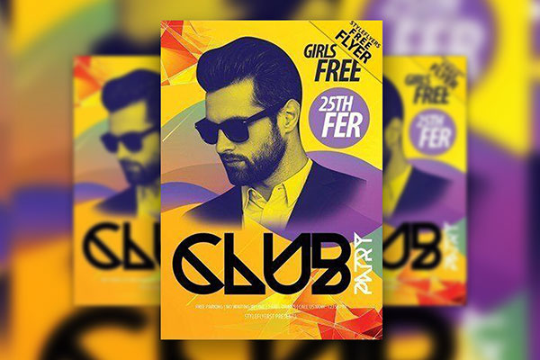 Creative and Geometric Club Party Flyer Template FREE PSD