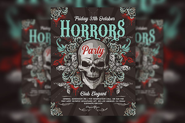 Halloween Party Flyer Template Featuring a Smokey Skull (FREE ...