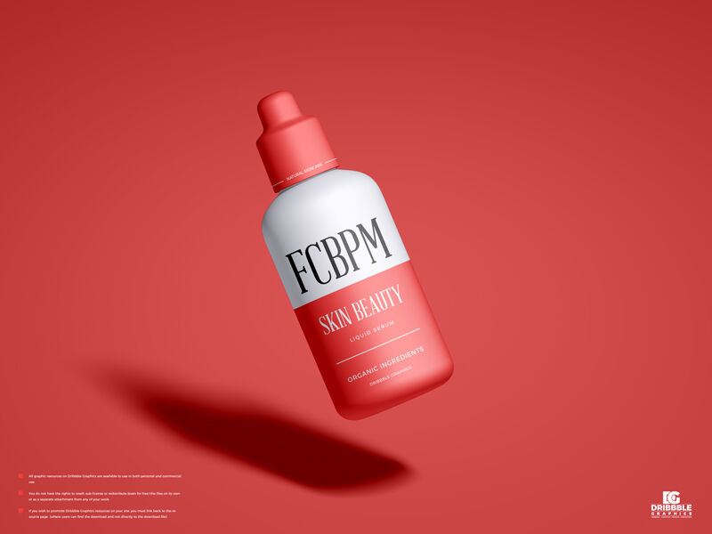 Dispensing Cosmetic Bottle Floating at an Angle in Front View Mockup FREE PSD