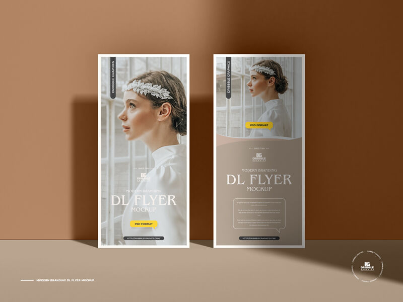 DL Flyer Leaning Against a Wall Mockup FREE PSD
