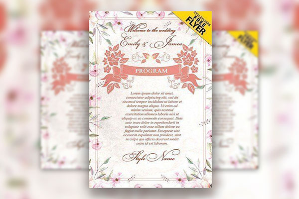 Elegant Floral Border Wedding Invitation Flyer Template FREE PSD