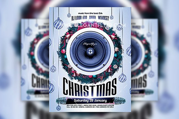 Festive Bold Christmas Party Flyer Template and Facebook Cover FREE PSD