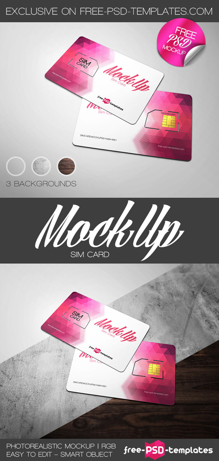 Front And Backside View Sim Card Mockup Free Download 