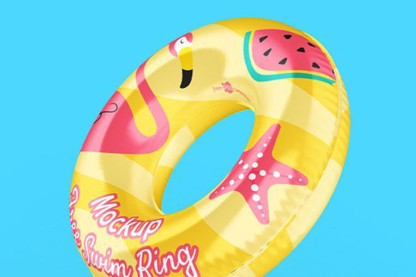 Front, Top, and Perspective View of 3 Swim Ring Mockups FREE PSD