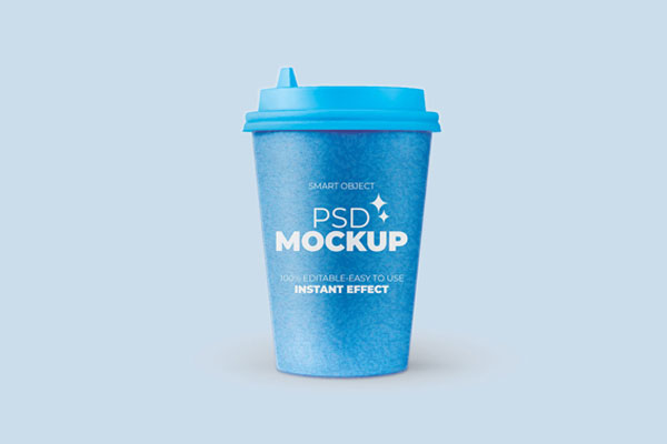 Front View Close-up Shot Coffee Cup Mockup in Plain Setting FREE PSD