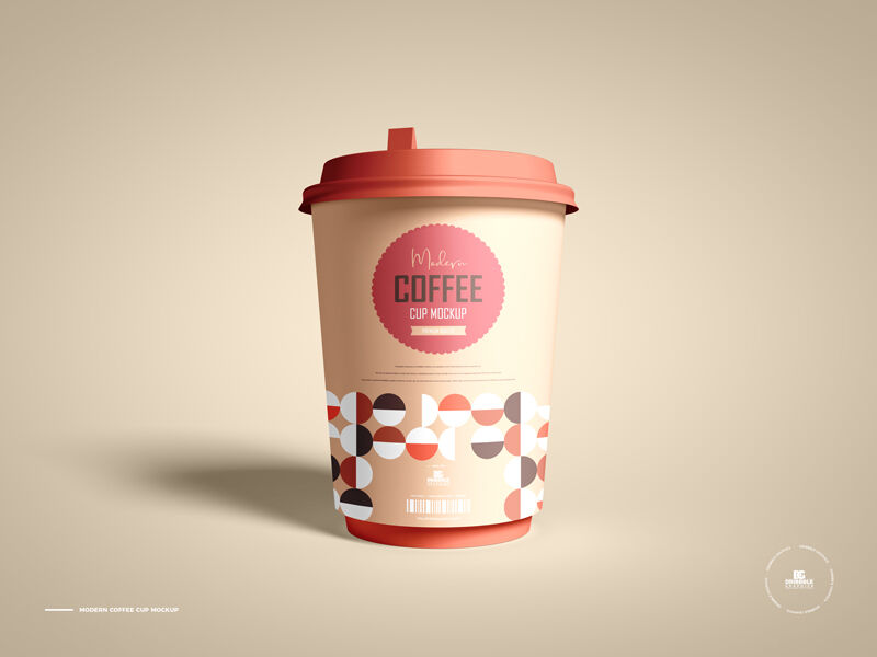 Front View Coffee Cup with Cap Mockup FREE PSD