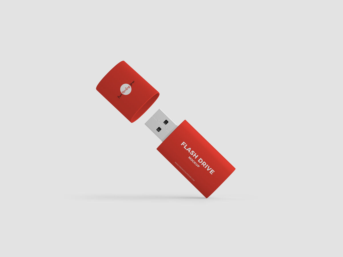Front View Floating Flash Drive with the Cover off Mockup FREE PSD