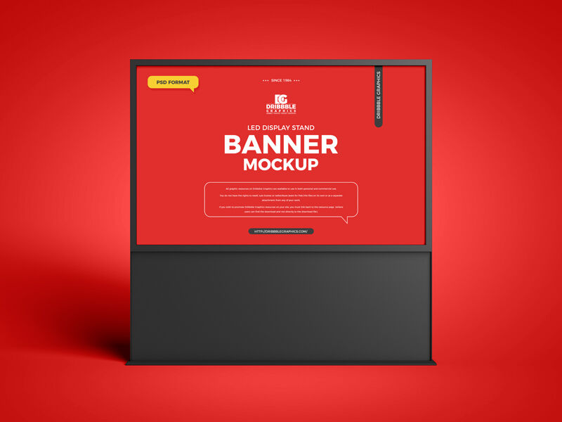 Front View Horizontal LED Display Stand Banner Mockup FREE PSD