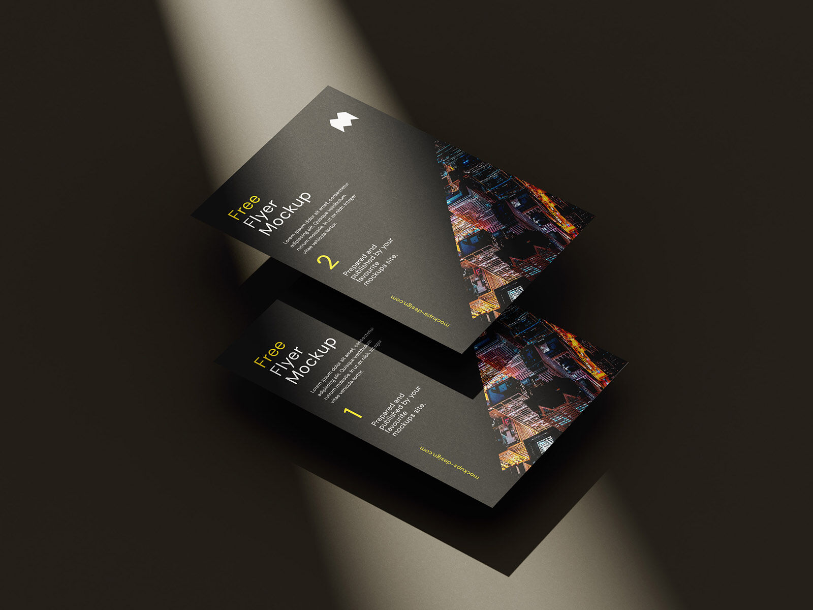Front View of 4 Dark Floating Flyer Mockups FREE PSD