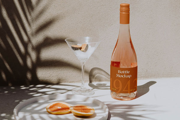 Front View of a Elegant Champagne Bottle Mockup FREE PSD