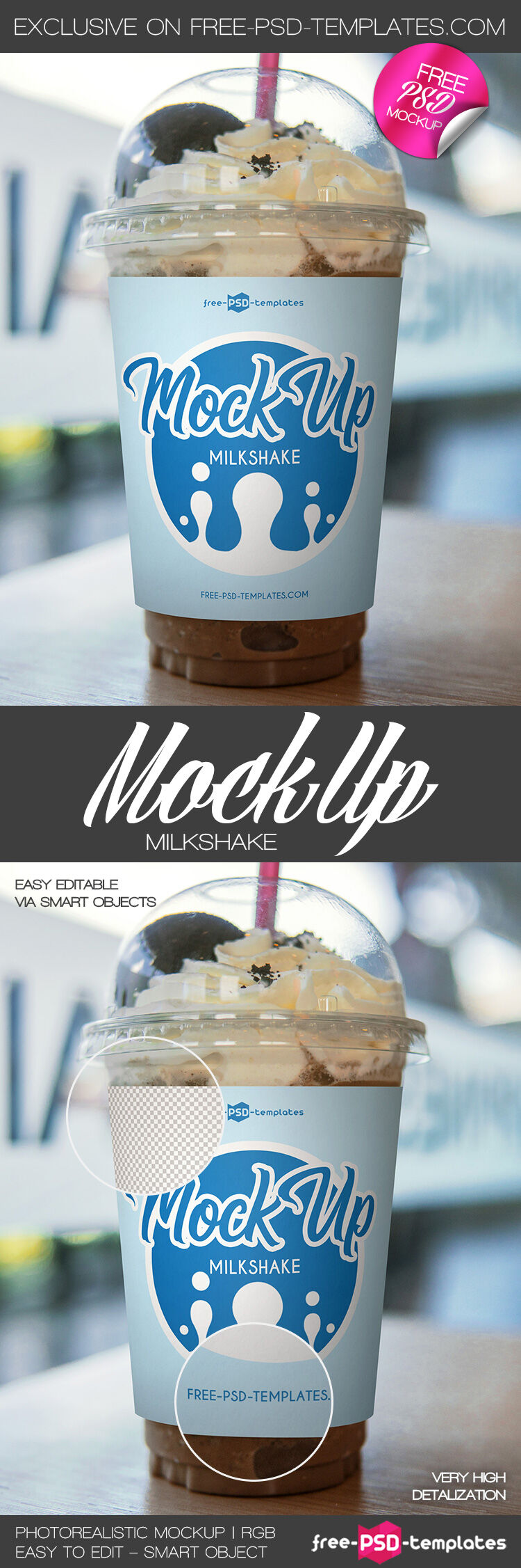 Banana Milkshake Cup with Straw Mockup - Free Download Images High