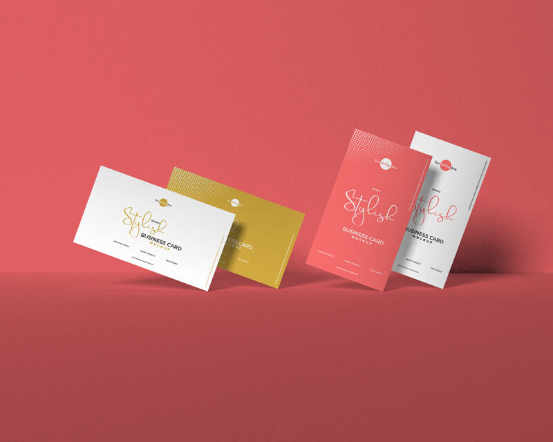 Front View of Four Business Cards Mockup Free Download | Resource Boy