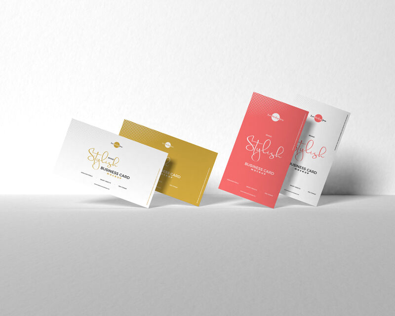 Front View of Four Business Cards Mockup FREE PSD