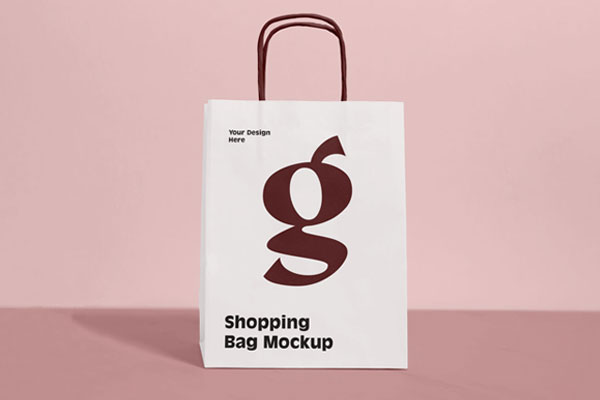 Front View of Grocery Paper Shopping Bag Mockup FREE PSD