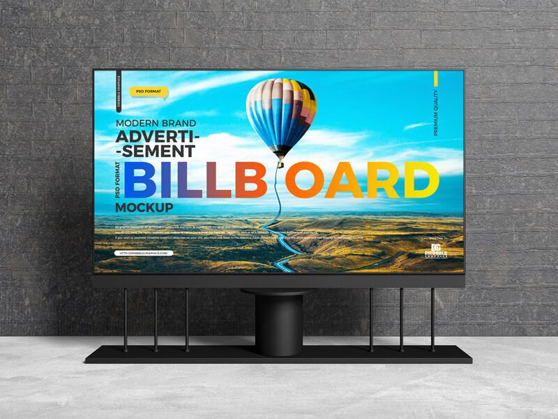 Front View of Large Horizontal Billboard Mockup in Indoor Setting (FREE ...