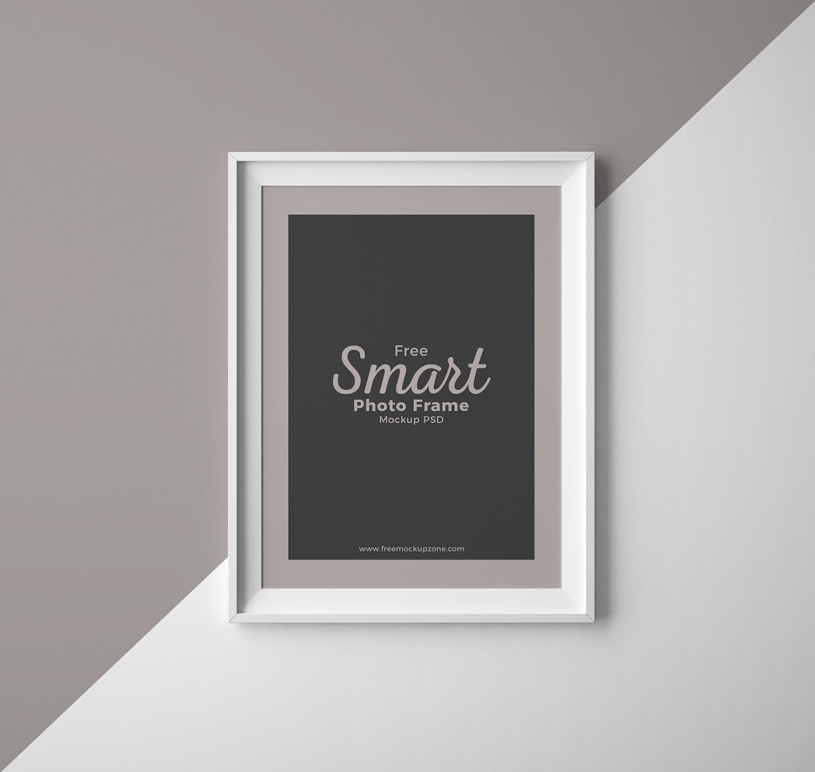 Front View of Simple Wall Mounted Photo Frame Mockup FREE PSD
