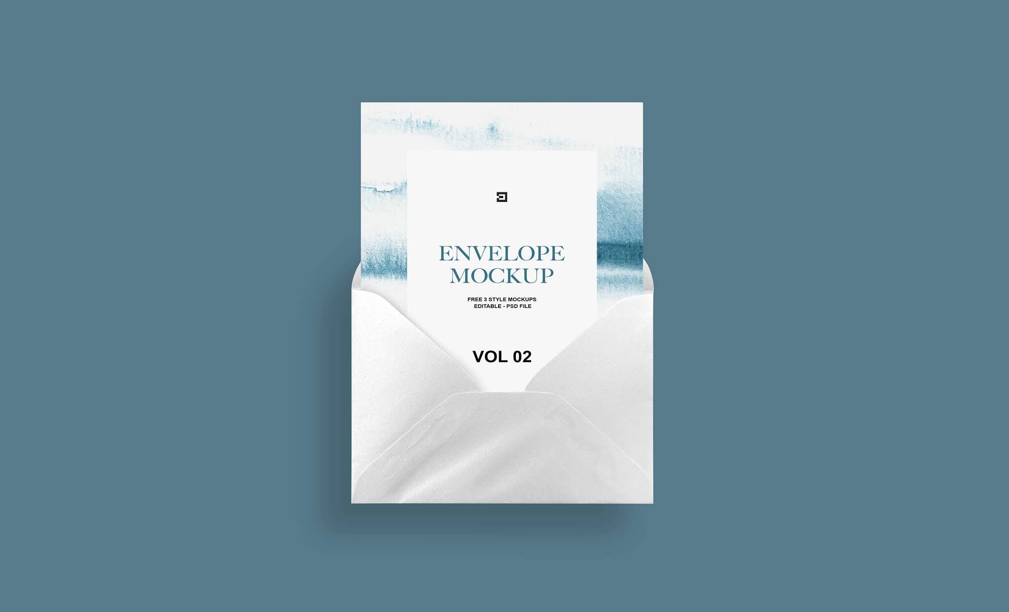 Front View of Three Envelope and a Letterhead Mockups FREE PSD
