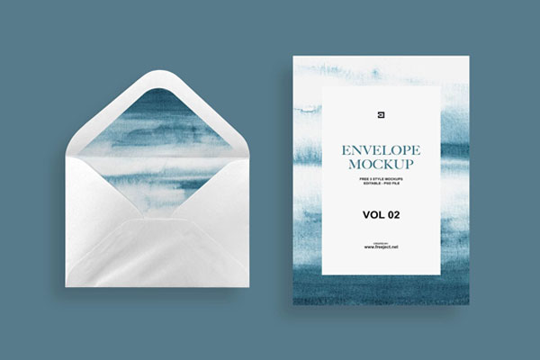 Front View of Three Envelope and a Letterhead Mockups FREE PSD