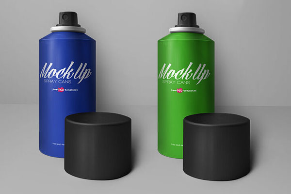 Front View of Two Spray Cans Mockup FREE PSD
