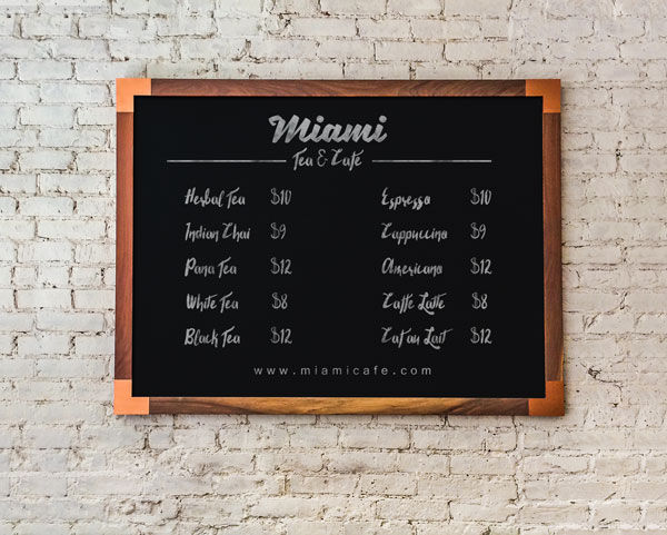 chalkboard menu wall