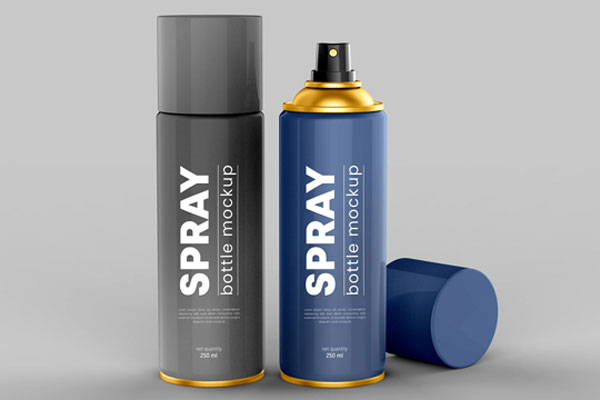 Front View Spray Bottles with Caps on and off Mockup FREE PSD