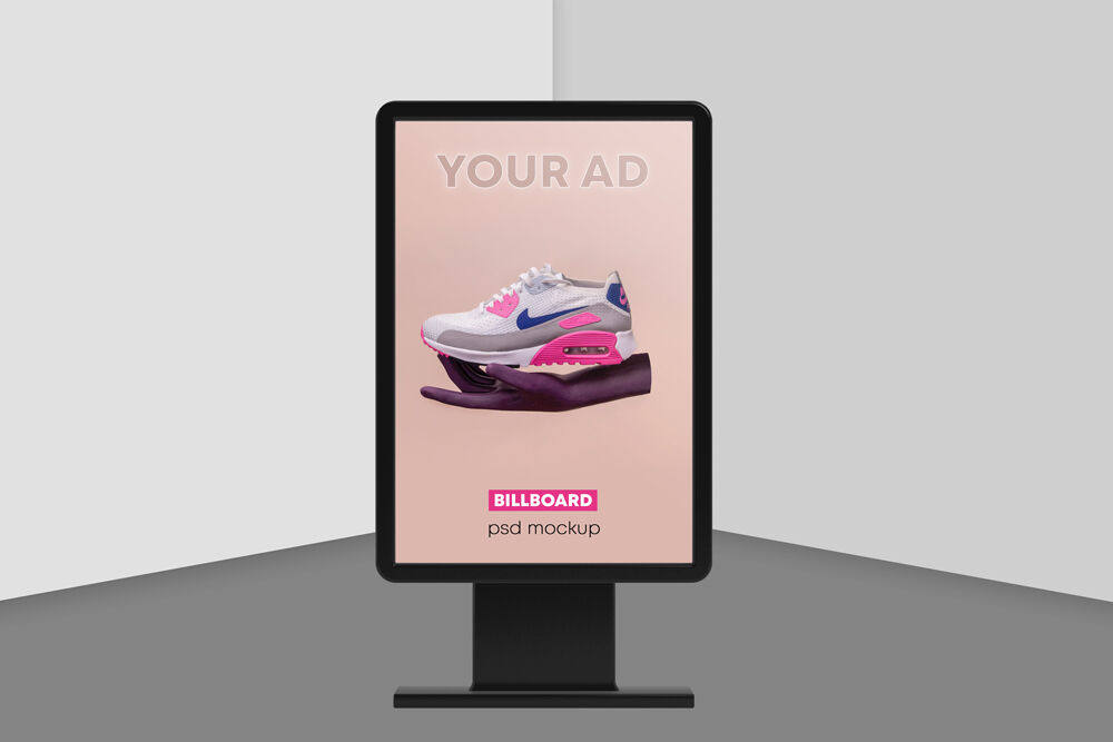 Front View Standing Billboard Mockup FREE PSD