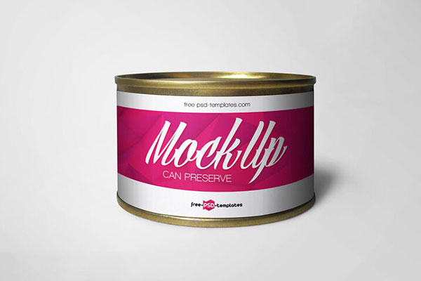 Front View Tin Can Label Mockup in Different Scenes FREE PSD