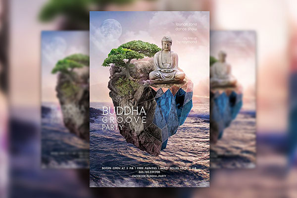 Geometric Buddha Groove Party Flyer And Mixtape Template FREE PSD