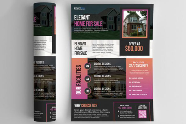 Geometric Real Estate Flyer Template FREE PSD