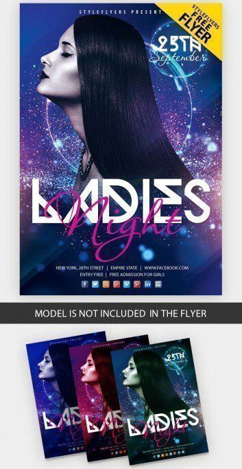 Glitter and Round Ladies Night Flyer Template FREE PSD