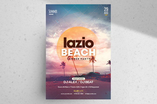 Glittering, Tropical Beach Party Flyer Template FREE PSD