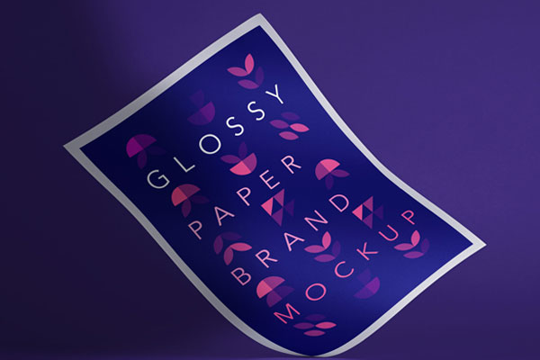 Glossy, Curled Paper Standing at an Angle Mockup FREE PSD