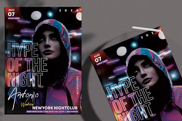 Glowy Futuristic DJ Event Flyer Template FREE PSD