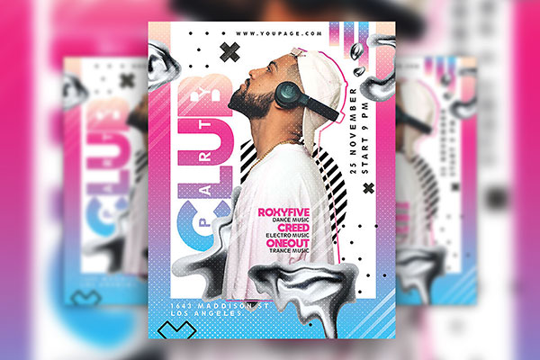 Gradient, Modern, Dotty Nightclub Flyer Template FREE PSD