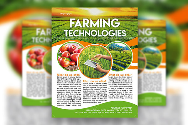 Grid Abstract Farming Technologies Flyer Template FREE PSD