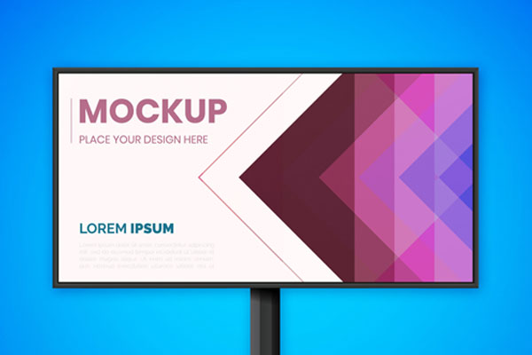 Horizontal Advertisement Billboard Standing in the Front View Mockup FREE PSD