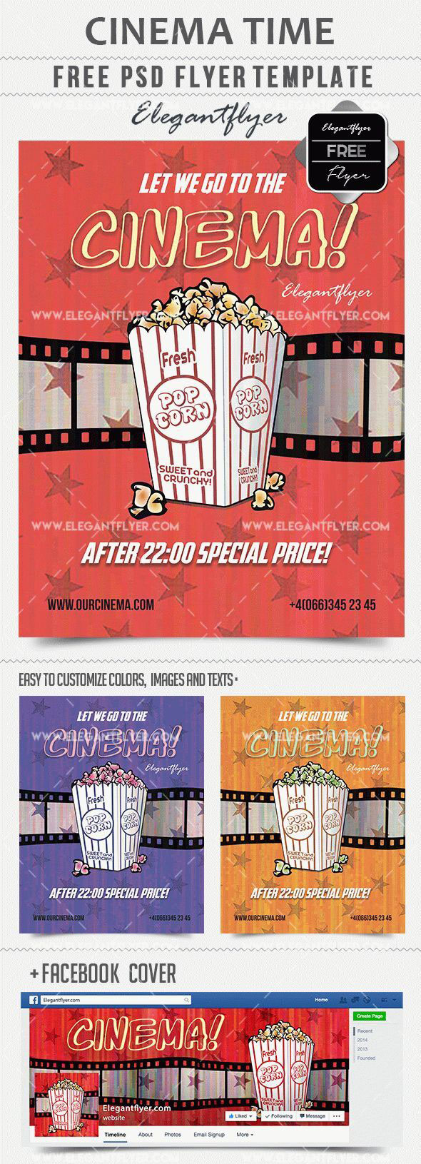 Illustrated Starry Cinema Flyer Template And Facebook Cover Free 