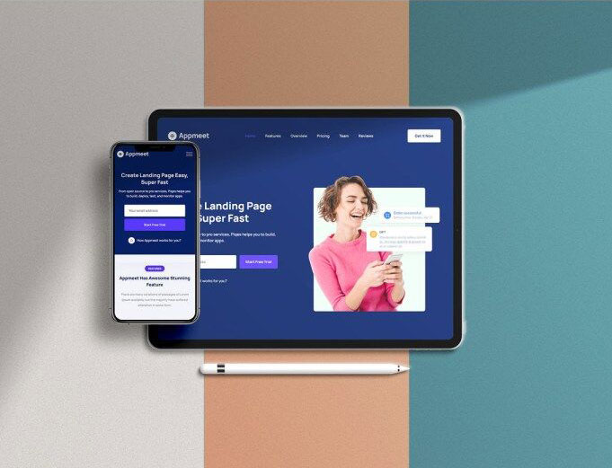 iPad and iPhone X Laid in Top View Mockup FREE PSD