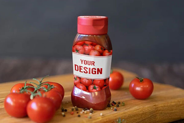 Clear Glass Tomato Ketchup Bottle Mockup - Free Download Images