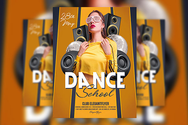 Lines Bold Dance School Flyer Template FREE PSD