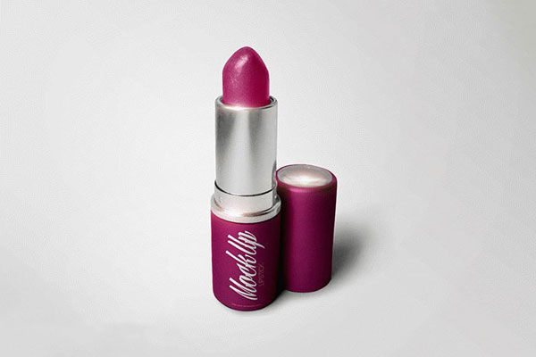 Lipstick Standing at the 3/4 Angle View Mockup FREE PSD