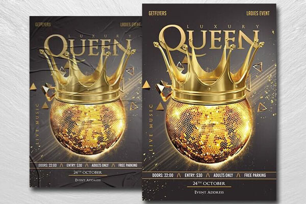 Luxurious Golden Queen Party Flyer Template FREE PSD