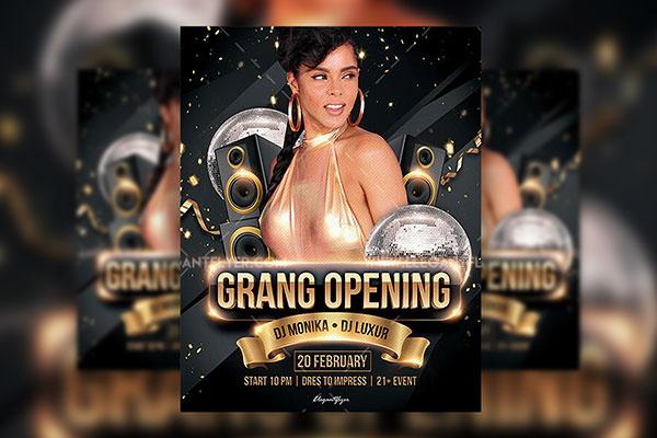 Luxury Grand Opening Flyer Template, Facebook Cover, and Instagram Post FREE PSD